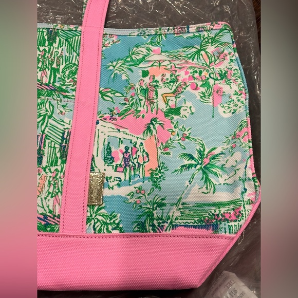 Lilly Pulitzer Mercato Canvas Cotton Tote Bag - Multi Lilly Loves Palm Beach - Picture 10 of 16